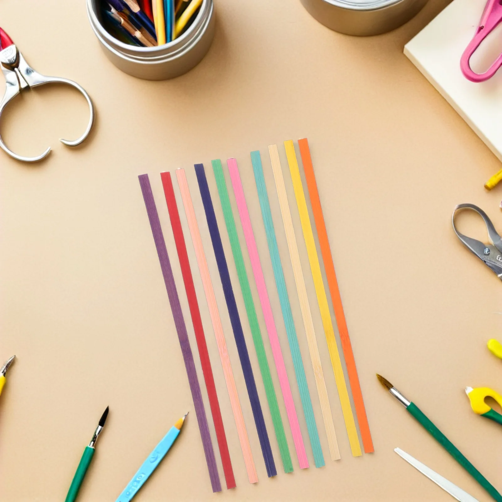 

150Pcs Bamboo Flat Cane Webbing Colored Strips Basket Weaving DIY Furniture Repair Craft Supplies Classroom Flat Cane Webbing