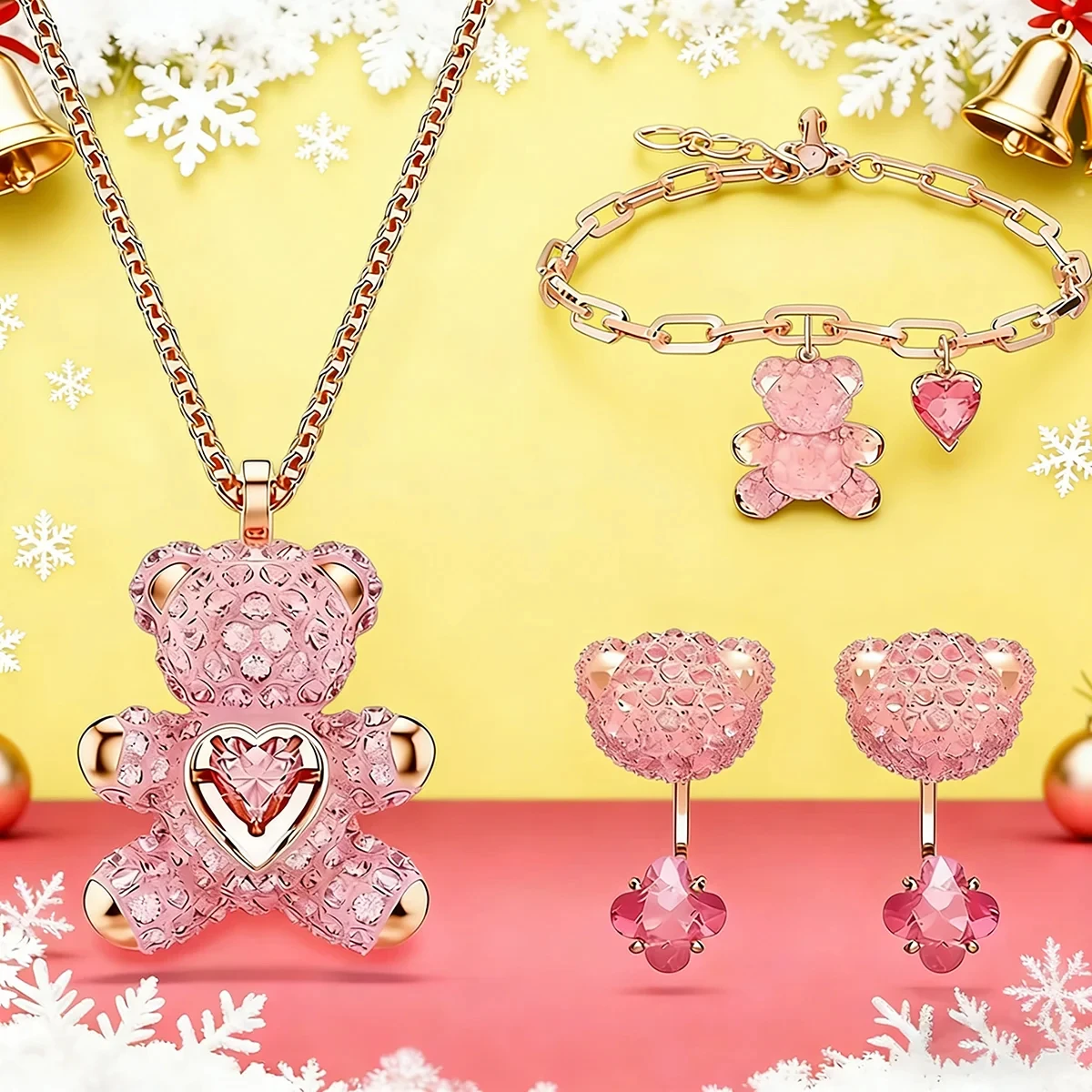 New Clover Rose Gold Diamond Set Romantic Heart shaped Crystal Mixed Cutting Retro Exquisite Crystal Bracelet
