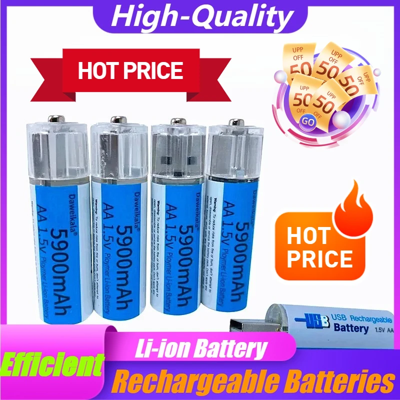 

AA 1.5V Battery 5900mAh USB Rechargeable Lithium-ion Battery