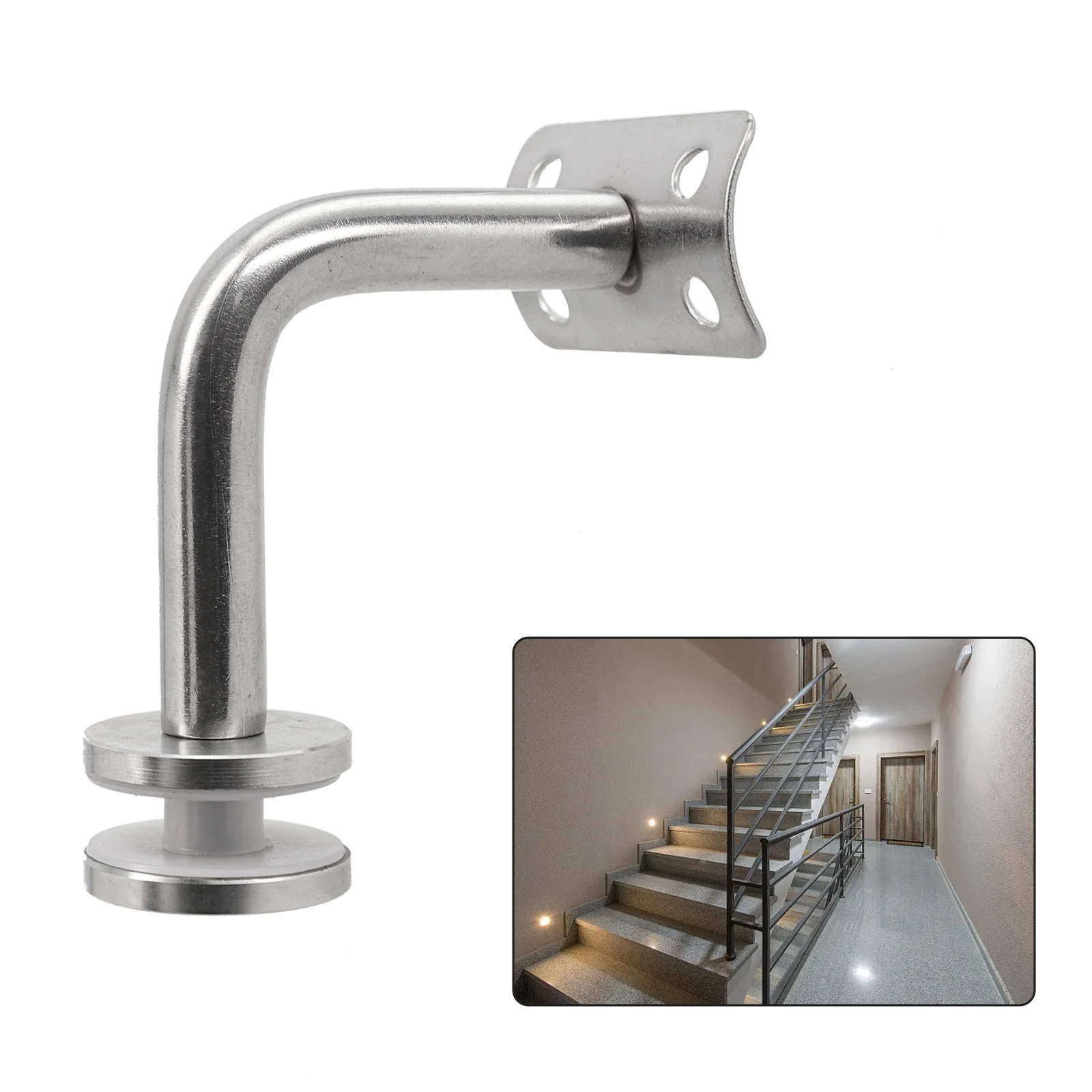 Brackets Stair Handrail Balustrade Bannister Bracket Silver Stainless Steel Stair Handrail Strong Wall Support