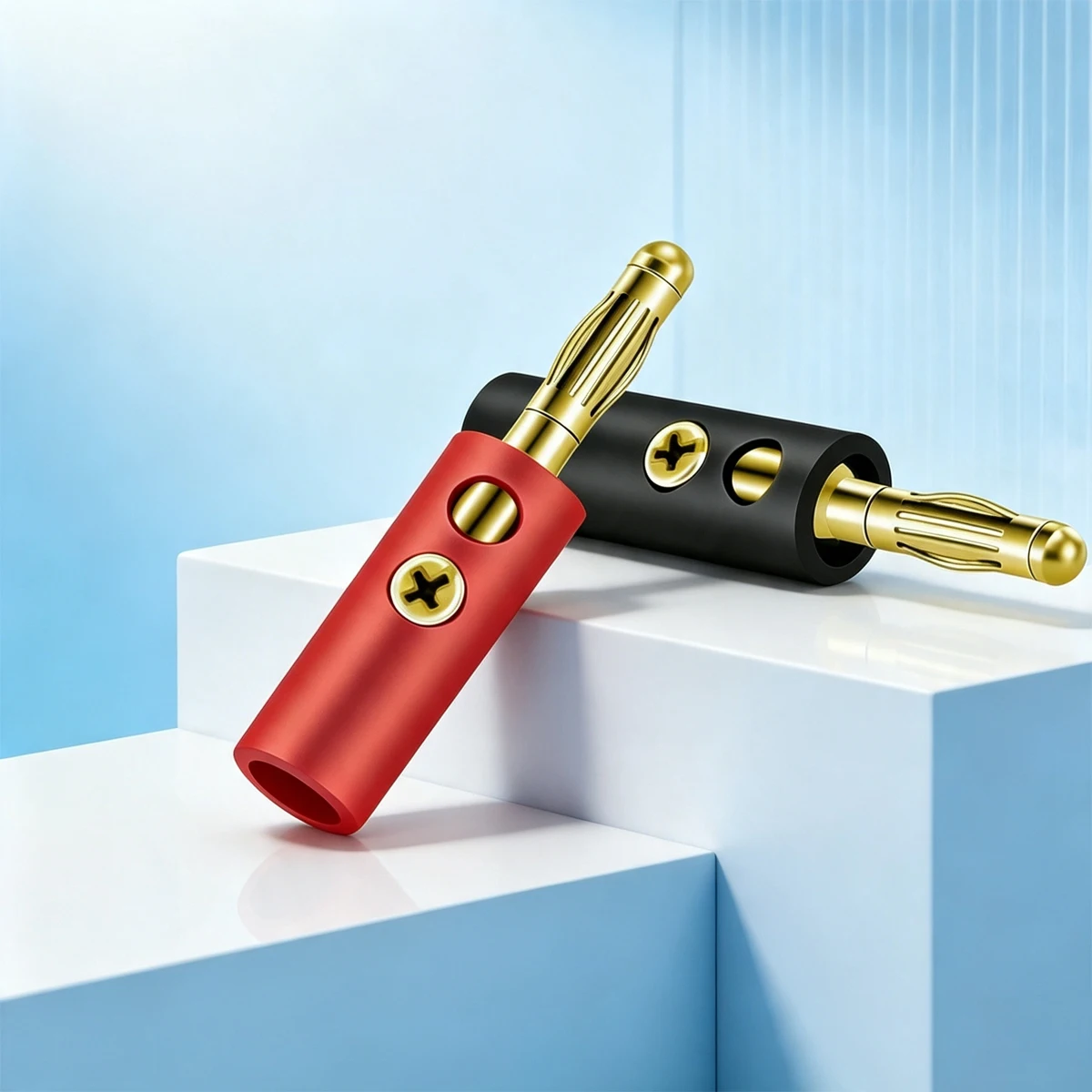 4mm Banana Plug Gold Plated Screw Type Solder‑Free Speaker Wire Connector Audio Cable Terminal Screw Fixed Stackable Jack Plugs