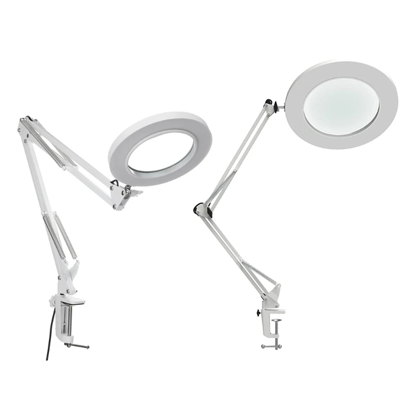 

LED Dimmable Lamp with Clamp 5X Glass with LightAdjustable Metal Arm Magnifier 3 Color Dropship