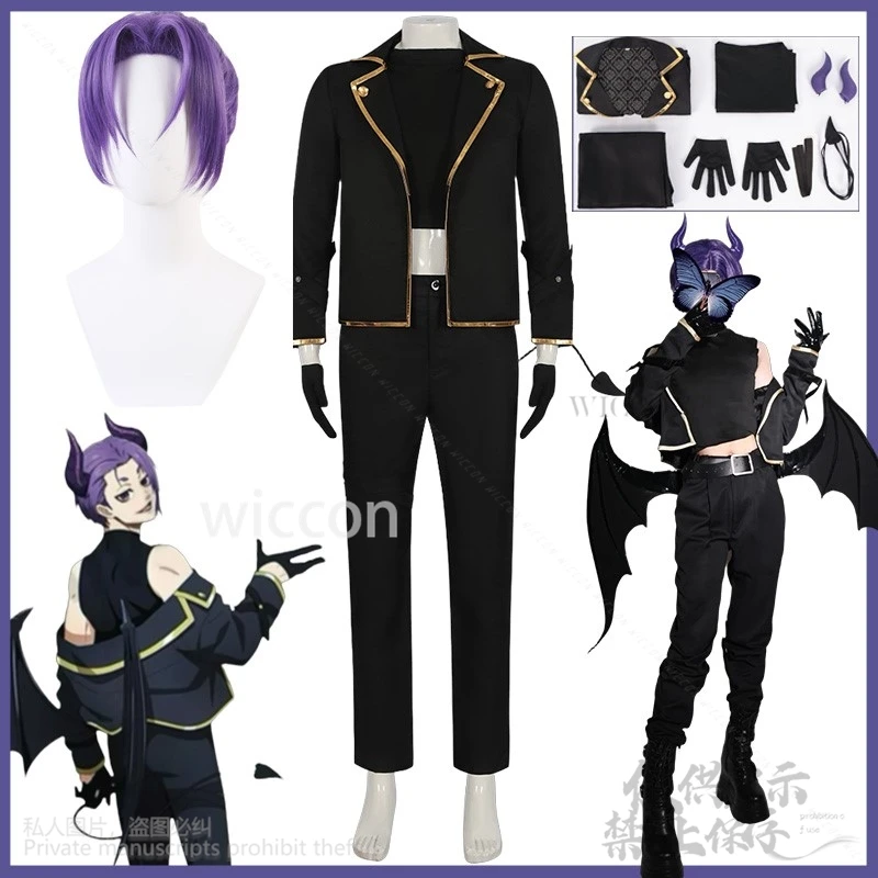 

Anime Blue Cos Lock Cosplay Mikage Reo Demon Costume Uniform Headwear Purple Horns Tail For Halloween Christmas Party Customized