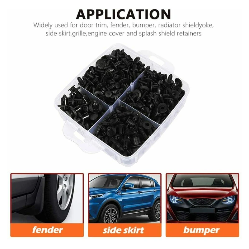 Car Fastener Kit Wear Resistant Easy To Store Long Service Life Corrosion Protection Car Repair Tools Car Rivet Fastener Black