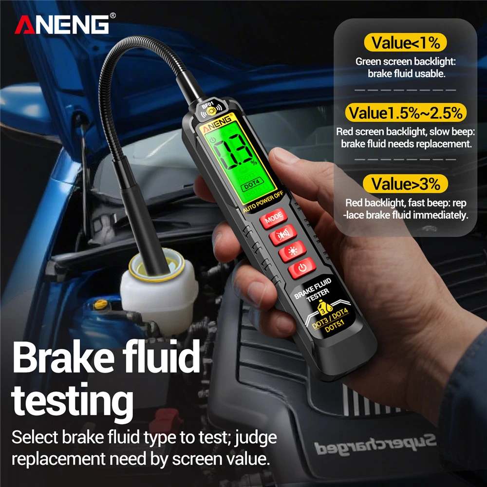 BF02 BF01 Tester olio freni liquido freni automobilistico Tester liquido freni digitale portatile Test DOT3/DOT4/DOT5.1 con sonda flessibile