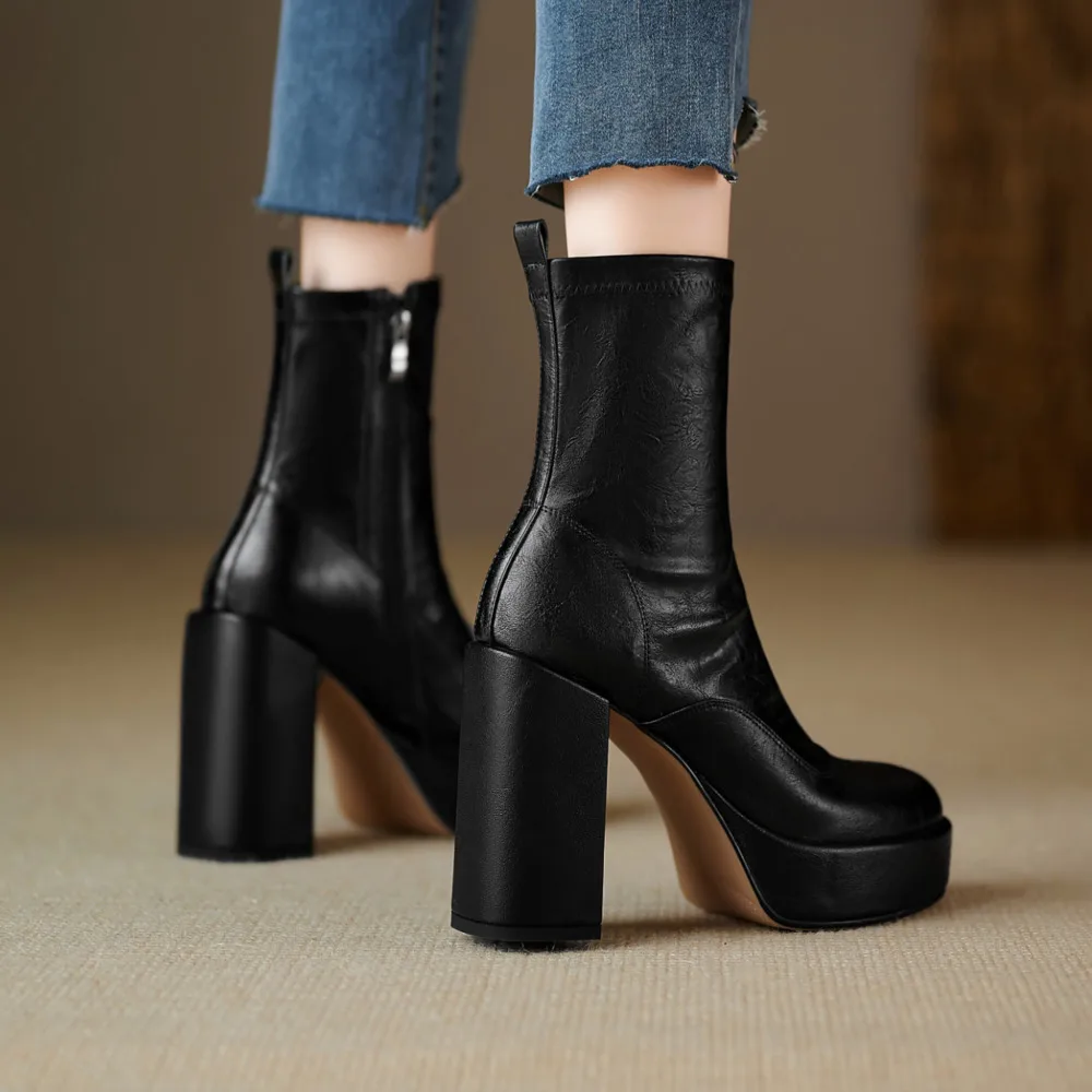 

Сапоги, пикантная женская обувь из натуральной кожи, женские туфли на каблуке, новинка 2025, модная женская обувь, ботильоны