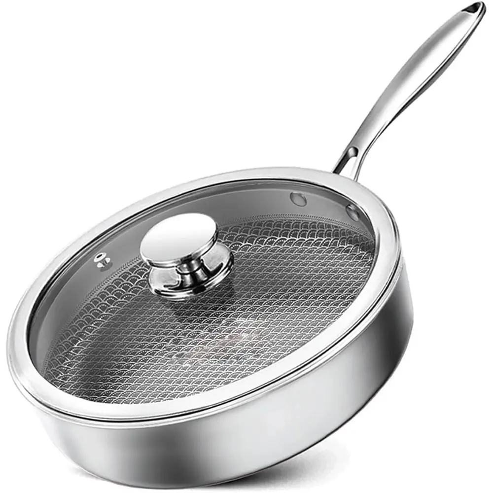 

Stainless Steel Frying Pan for Induction Stoves, Ideal for Soup, Steaks, and Pancakes
