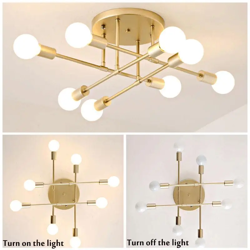 Modern Simple E27 Ceiling Lamp Nordic Creative Multi-head Iron Art Lamp Living Room Bedroom Corridor Balcony Decorative Lights