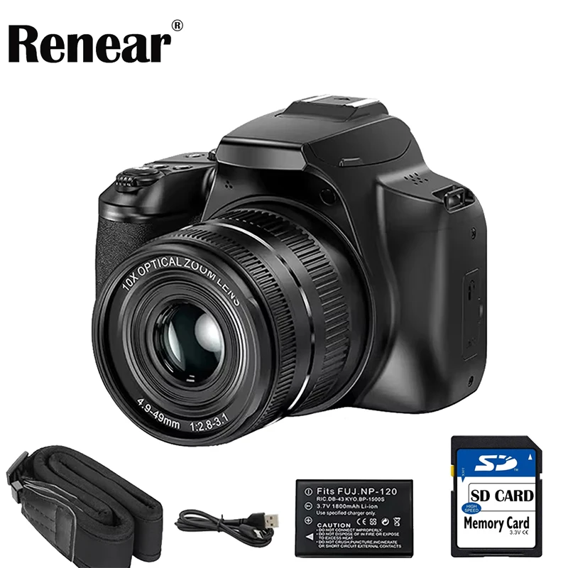 كاميرا احترافية بدقة 4K بدقة 64 ميجابكسل بتركيز تلقائي 10X زووم بصري كاميرا رقمية يوتيوب بث Networklive تصوير احترافي