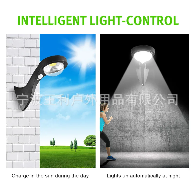 Cross Border New Solar Wall Lamp COB Human Body Sensing Enclosure Outdoor Garden Lamp Garden Lighting Waterproof Street Lamp