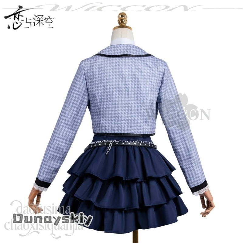 BHemera S @ أنثى الرصاص موحدة تأثيري houndstooth قصيرة أنيقة سترة قصيرة فستان قصير قبعة هالوين حفلة أنيمي لعبة الحب #5