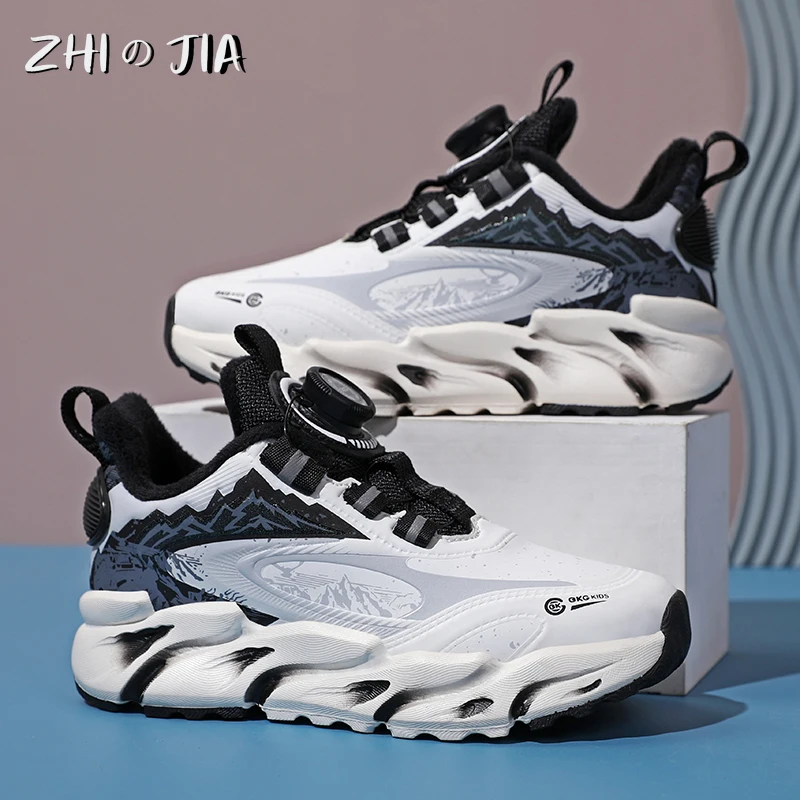 Winter New Rotating Buckle Sports Shoes Children Fashion Trends Lightweight Running Shoes Boys and Girls Campus Casual Footwear