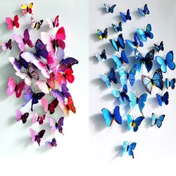 12pcs Butterfly Wall Decor 3D Butterflies Wall Decals Mural Wall Stickers for Home Bedroom Cake Decor Birthday Party Decorations