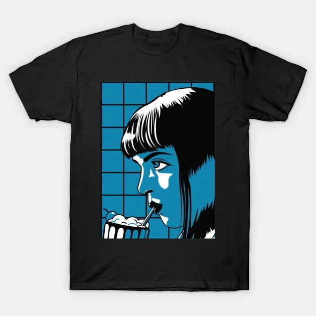 100% cotton Tee Shirts Funny Pulp Fiction TShirt Mia Wallace Quentin Tarantino Graphic Tshirts