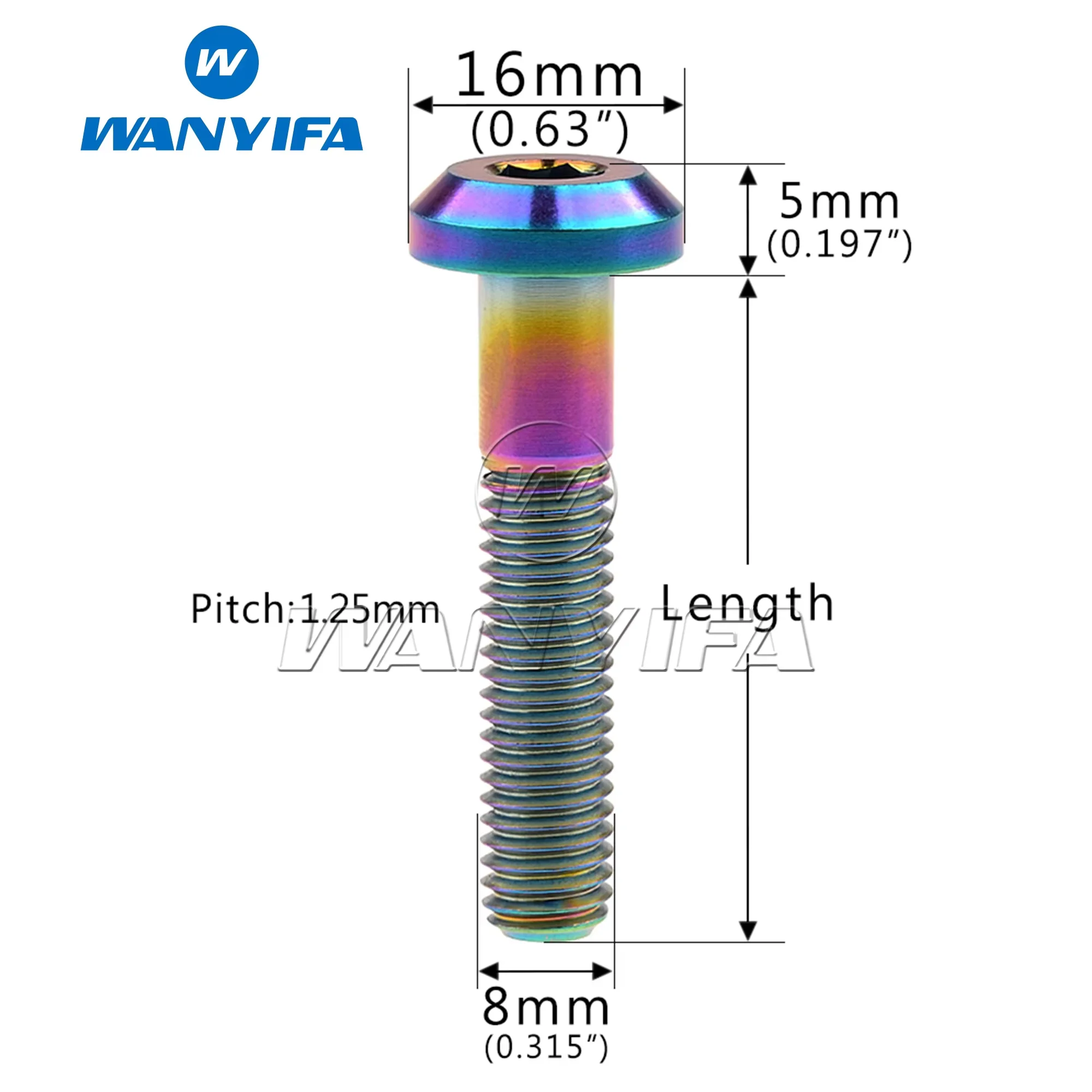 Титановые болты Wanyifa M6 M8x12/15/20/25/30/35/40 мм, толстая шестигранная головка зонтика для велосипеда и мотоцикла, тормозной диск, 10/15 шт.