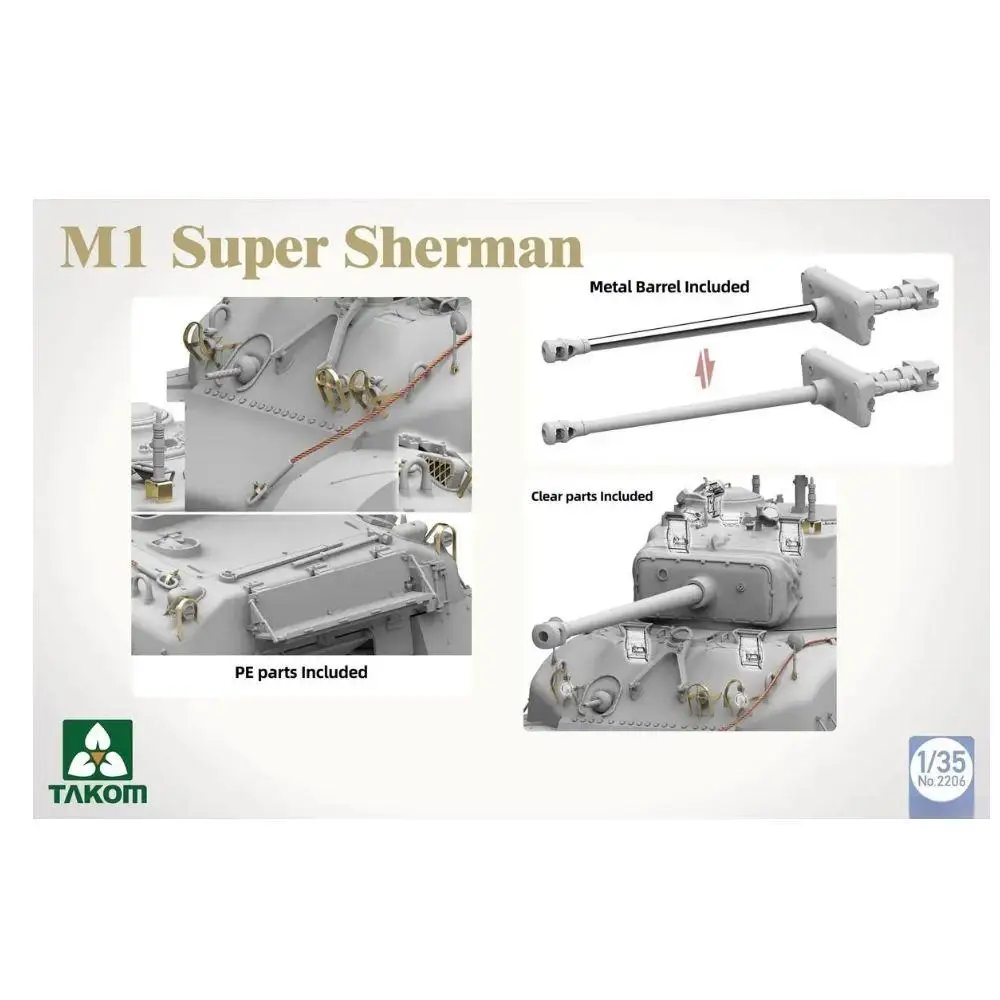 TAKOM 2206 Kit modello di assemblaggio militare carro armato Super Sherman M1 della Seconda Guerra Mondiale in scala 1/35