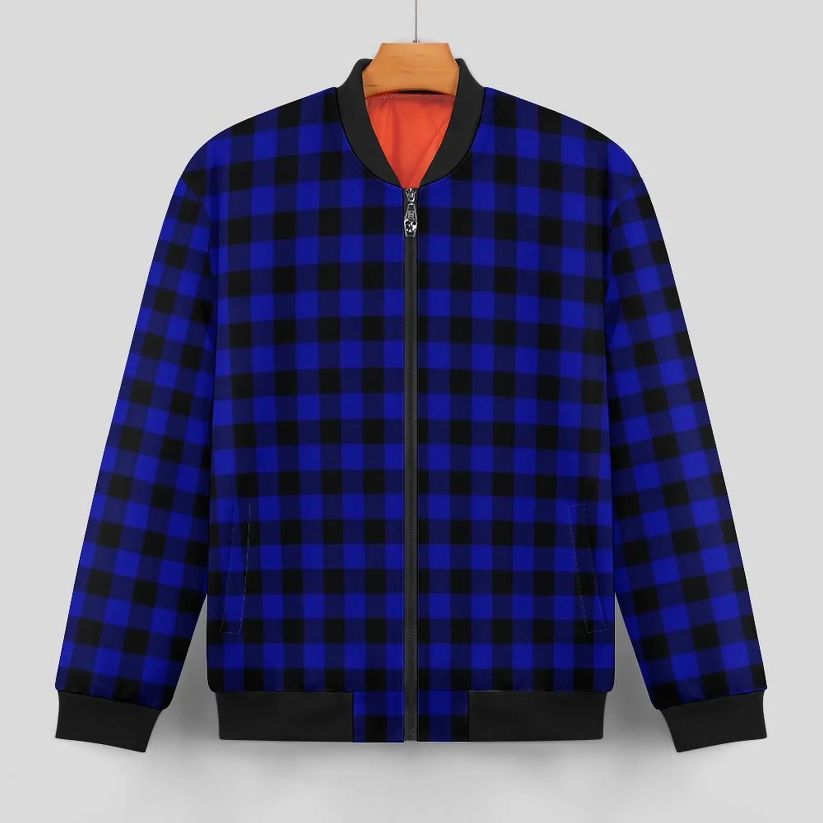 Black And Dark Blue Plaid Jackets Checkerboard Hooded Autumn Coats Man Trendy Casual Jacket Outdoor Oversized Windbreak Gift