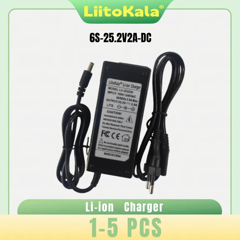

1-5pcs LiitoKala 6S 25.2V 2A 24V Battery pack Power Supply lithium Li-ion batterites Charger AC 100-240V Converter Adapter