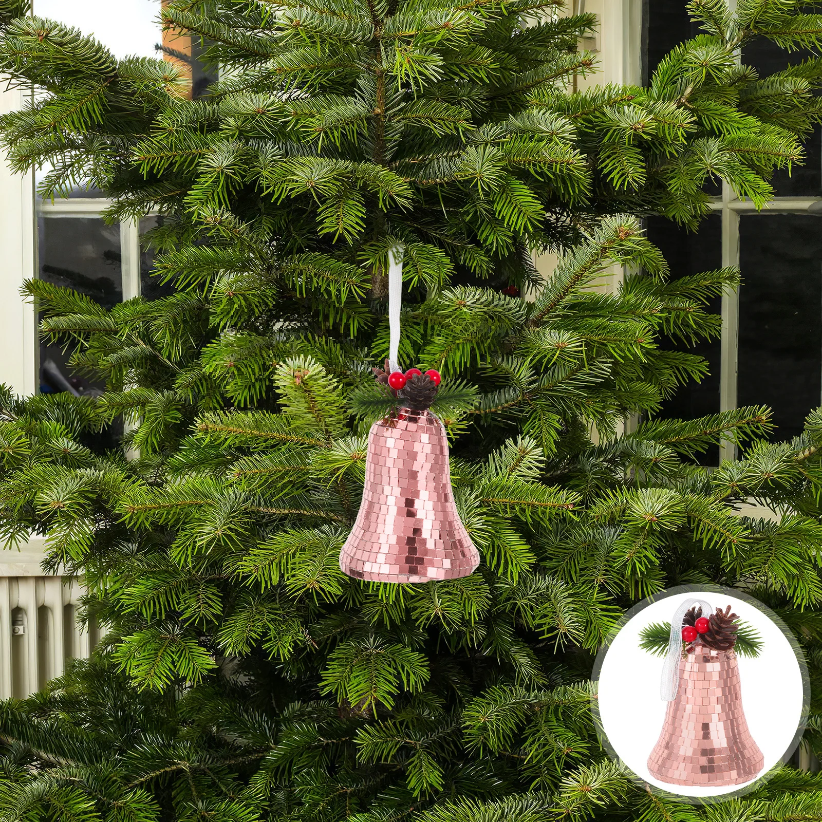 

Disco Mirror Glass Bell Ornament - Shiny Christmas Tree Hanging Decoration Retro Holiday Party Pendant Festive Decor