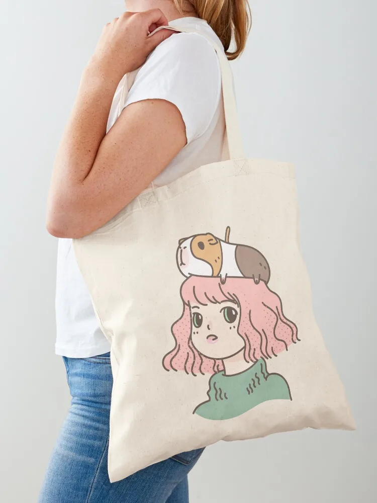 

Guinea pig lady Tote Bag eco bag folding Canvas bag for women Women's tote large size bags