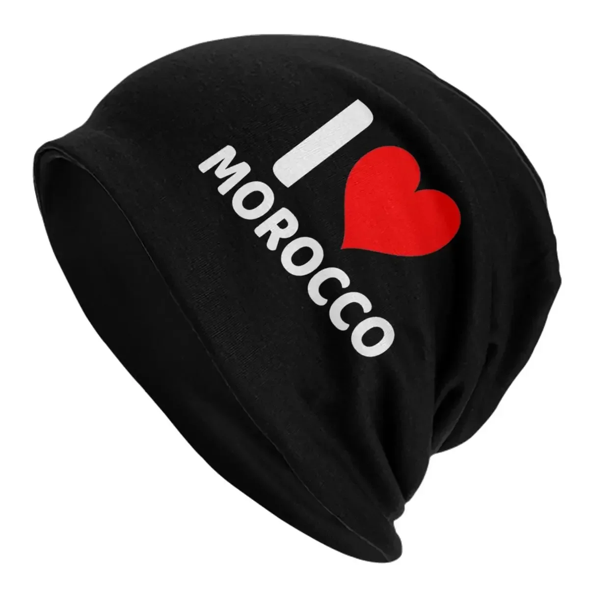 I Love Kingdom Of Morocco With A Red Heart Bonnet Hat Knitting Hats Goth Skullies Beanies Hat Men's Women's Spring Dual-use Cap