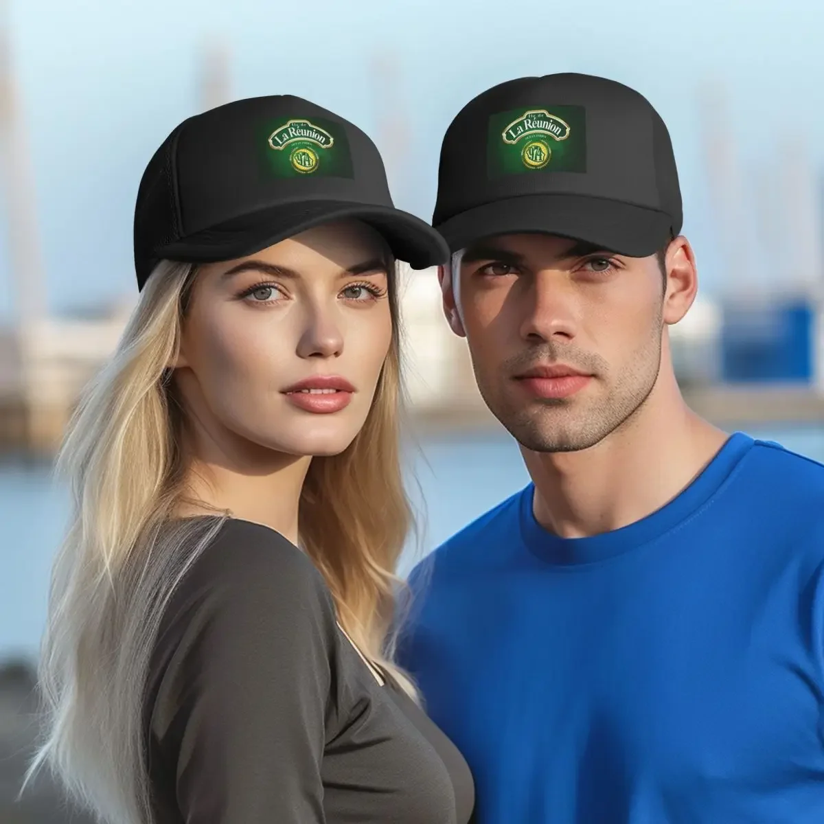 974 جزيرة ريونيون العلم شبكة قبعات البيسبول Snapback قبعات البيسبول الموضة تنفس عادية Casquette في الهواء الطلق للجنسين