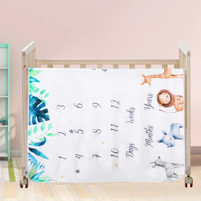 Baby Milestone Flannel Blanket Newborn Photography Blanket Baby Photography Background Cloth Growth Commemorative Blanket