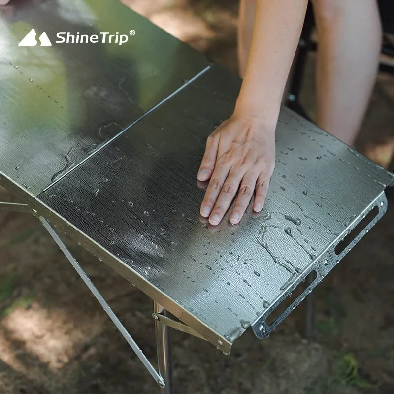 Shine Trip Outdoor-Edelstahltisch, tragbar, Picknick, heißer Verkauf, Camping, hochtemperaturbeständig, Klapptisch