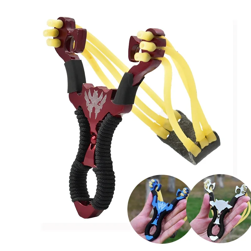 

High-power Metal Portable Slingshot Three-strand Rubber Band Powerful Hunting Shooting Sling Field Hunting Accessories