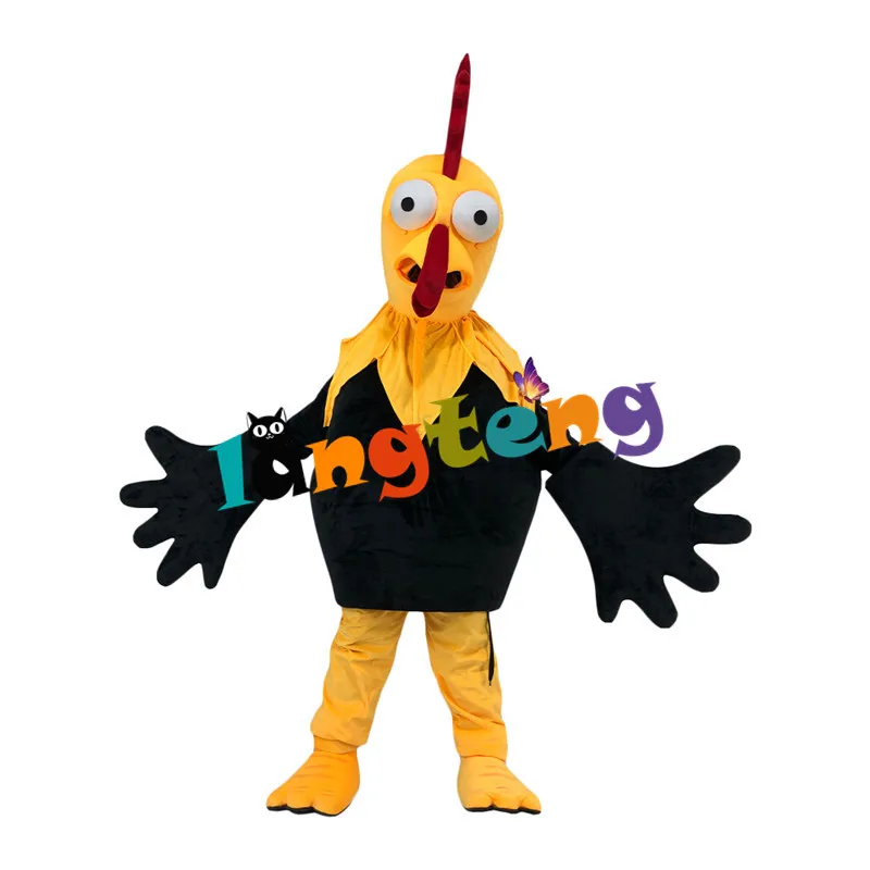 1109 Hand-made Toy Black Chicken Stuffed Mascot Costume Animal For Adults