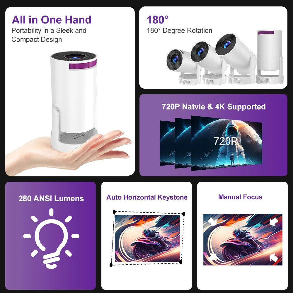 جهاز عرض جديد HY300 Pro 4K Android 11 Dual Wifi6 290ANSI Allwinner H713 BT5.0 1080P 1280*720P جهاز عرض خارجي للسينما المنزلية