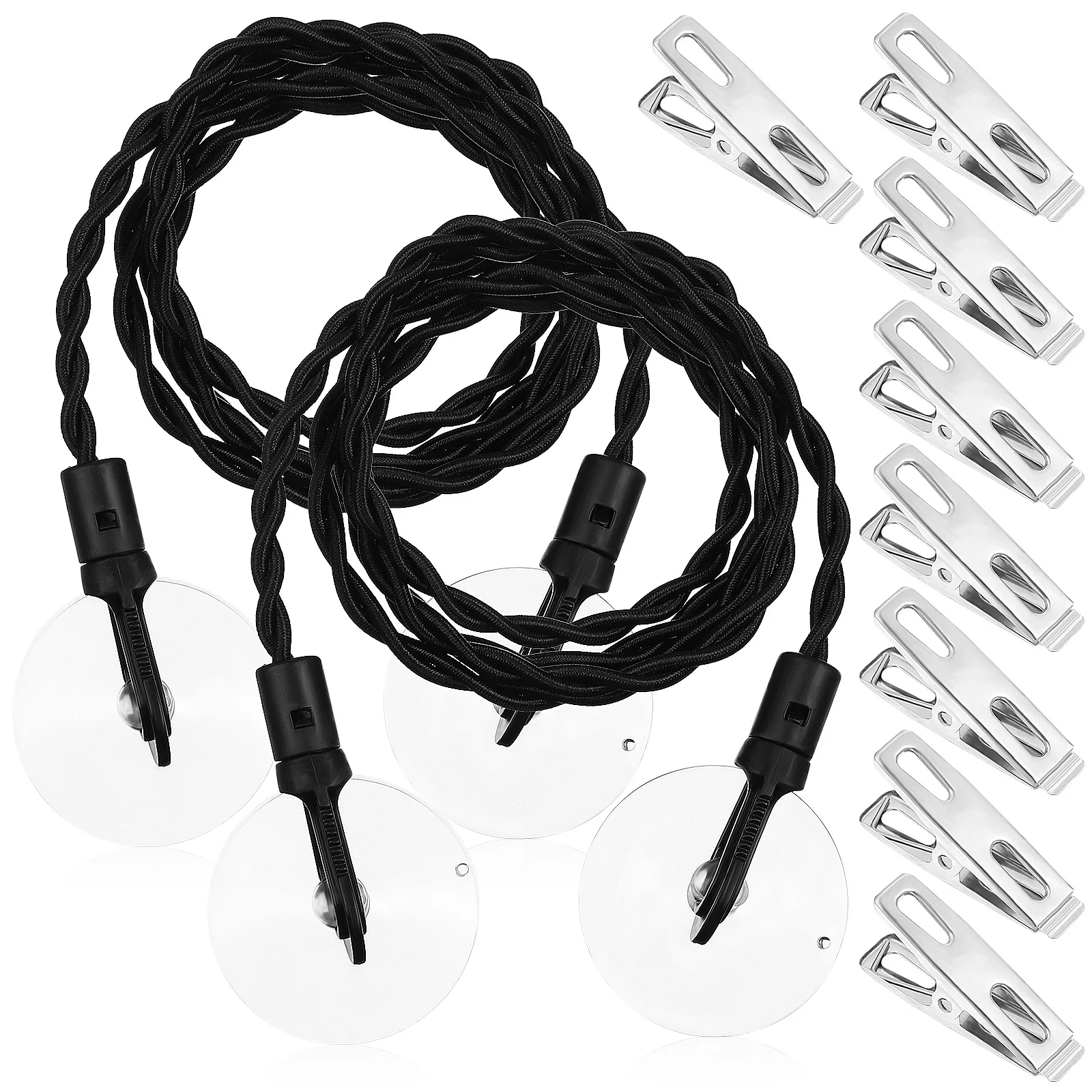 

2Pcs Portable Travel Clothesline Retractable Hooks Suction Cups Camping Clothes Clips Outdoor Hanging Rope Travel Clothesline