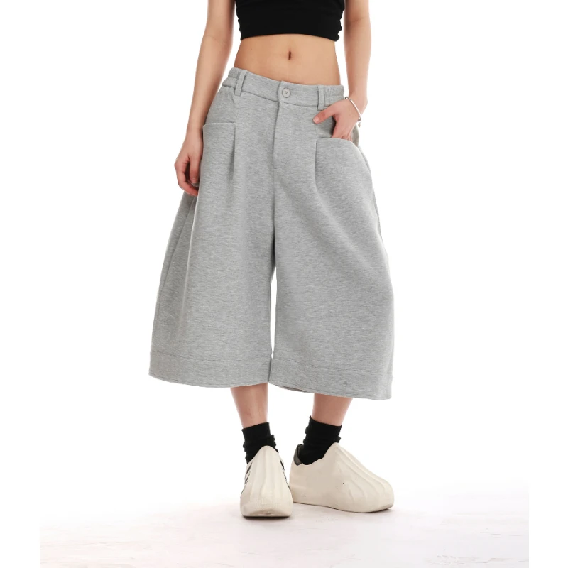 Vintage American Solid Casual Damen Jogginghose All-Match Sommer Neu 2025, modische Sieben-Punkt-Hose, einfache Damenhose