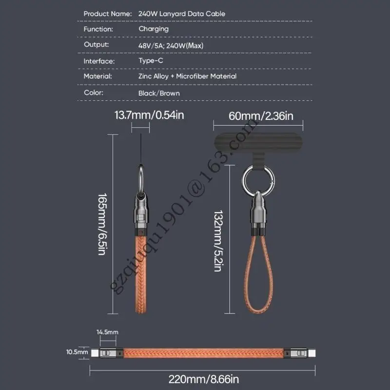 كبل حبل الهاتف مع 240W شحن سريع USB C شحن الحبل للهواتف الذكية واحتياجات السفر .066A