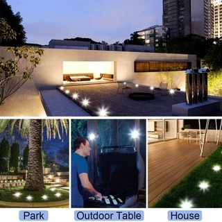 الفولاذ المقاوم للصدأ 8 LED أضواء الحديقة الشمسية في الهواء الطلق للماء مسار الحديقة مصابيح مدفونة #2