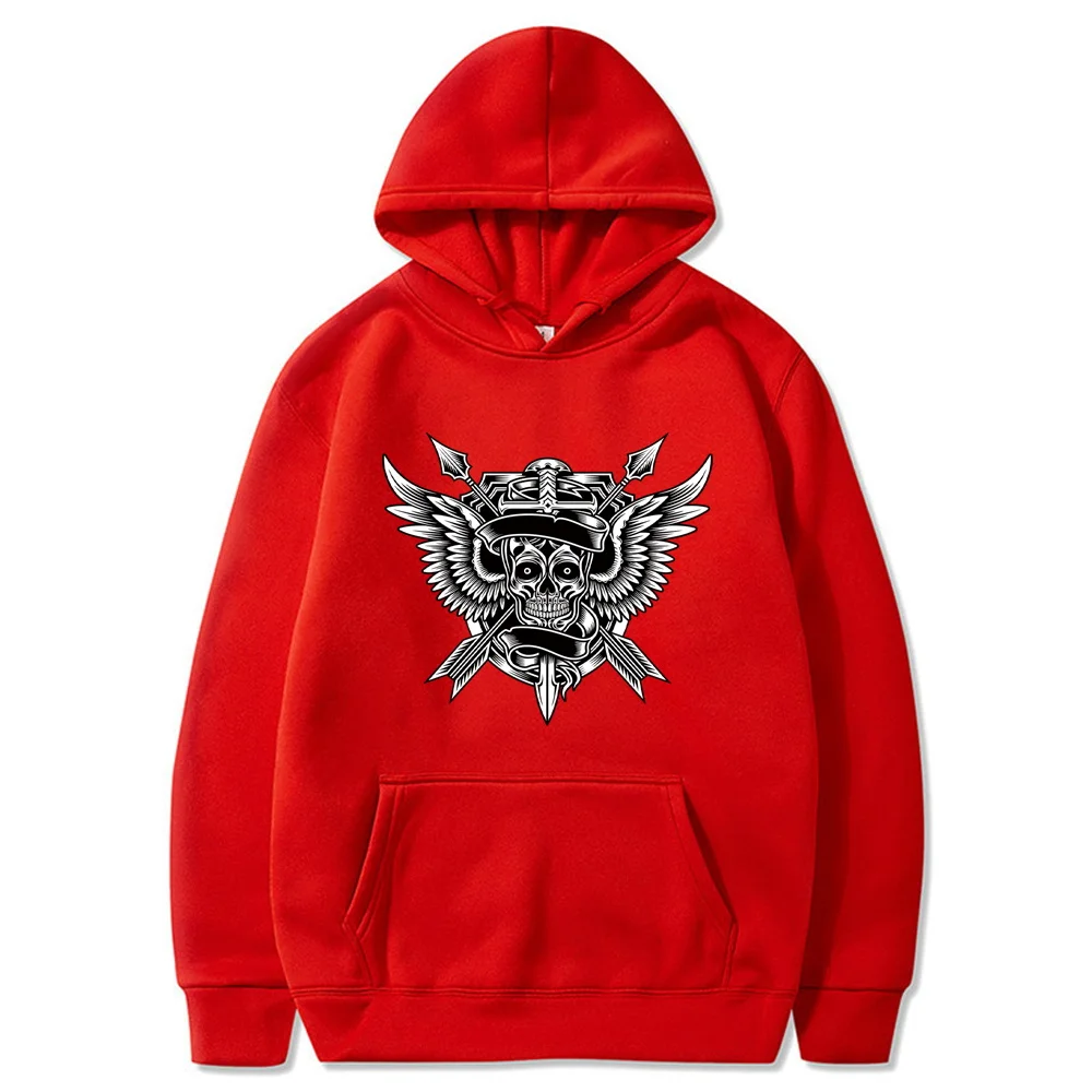 Hoodies Harajuku Men Women's Casual Streetwear Fashion Skull Print Loose Sweatshirts Fashion Couples Matching Long Sleeve Tops