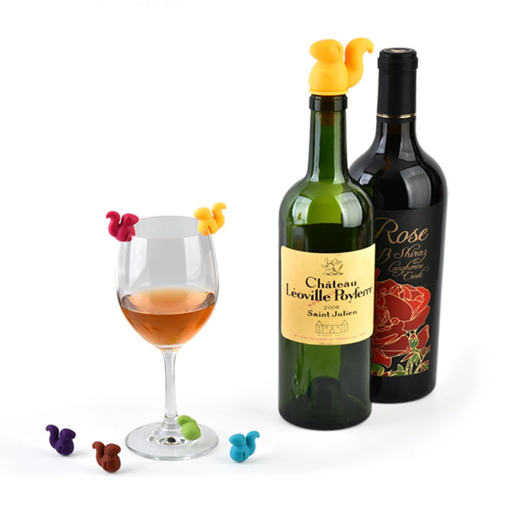 

4 шт., силиконовая пробка для бутылки вина, многоразовый дизайн белки, герметик для напитков для вина, пива, масла, уксуса, еды