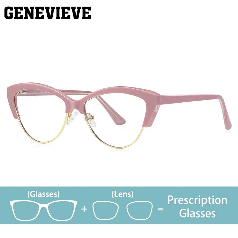 GENEVIEVE New Fashion Geometric Small Frame Design Reading Glasses Anti-Blue Light Glasses Customized Prescription Available