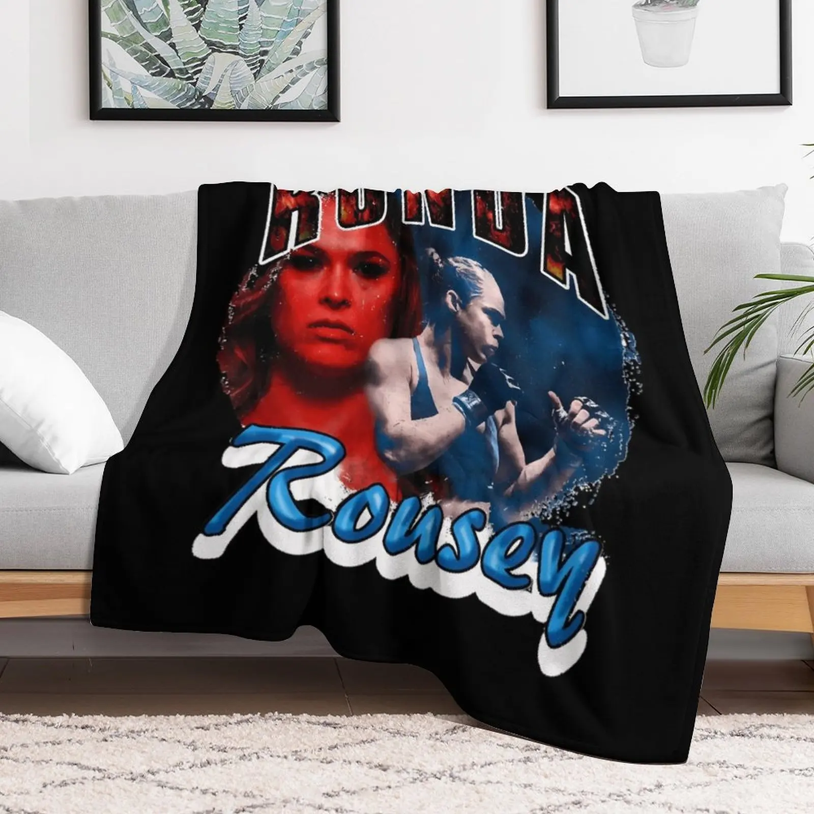 Ronda Rousey Vintage Rap Style (Rowdy Rousey) Throw Blanket Nap Decorative Sofa Beach Blankets For Baby Blankets