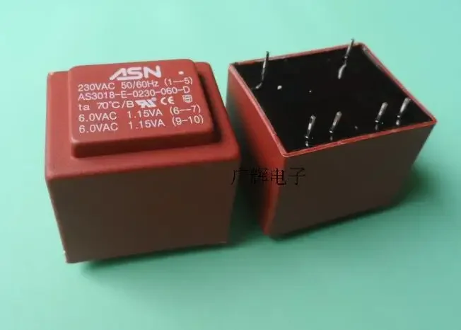 

EI30/18 230V to dual 6V encapsulated transformer AS3018-E-0230-060-D
