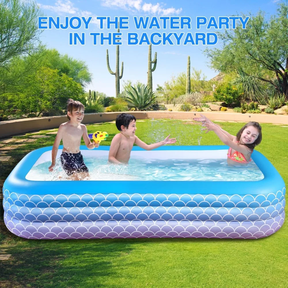 

Inflatable Pool for Kids and Adults-120" X 72" X 22" Full-Sized Inflatable Swimming Pool Leakproof Blow Up Pool Above Ground for