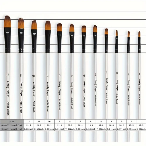Imagen 2 del producto Juego de pinceles de pintura de artista, Kit de punta plana acrílica al óleo, pinceles de pintura para pinceles de pintura de nailon, pintura de acuarela de artista, 12/48 Uds.