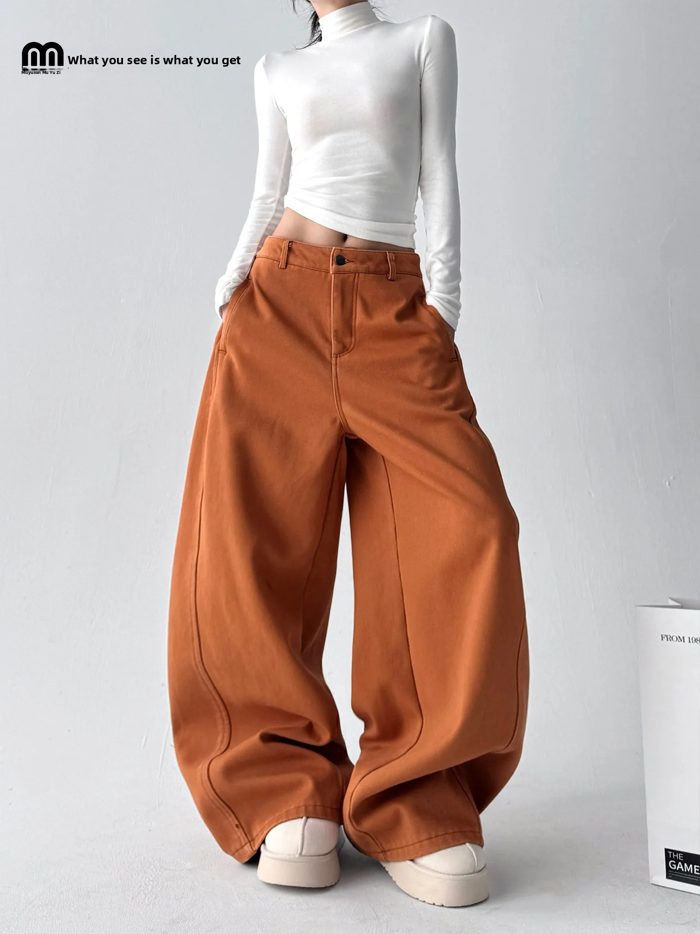 

Женские джинсы с высокой талией, широкими штанинами, на флисовой подкладке, свободного кроя, осенне-зимние, новые, комфортные, прямого кроя, из хлопка, с эффектом похудения