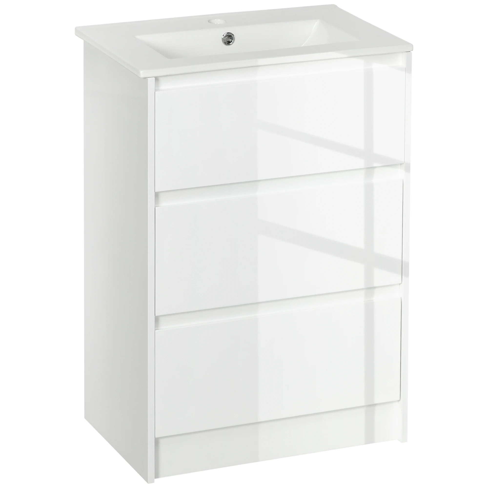 Kleankin bathroom cabinet with sink bathroom cabinet under bathroom sink synthetic ceramic with 2 drawers 61x37x88 cm bright white