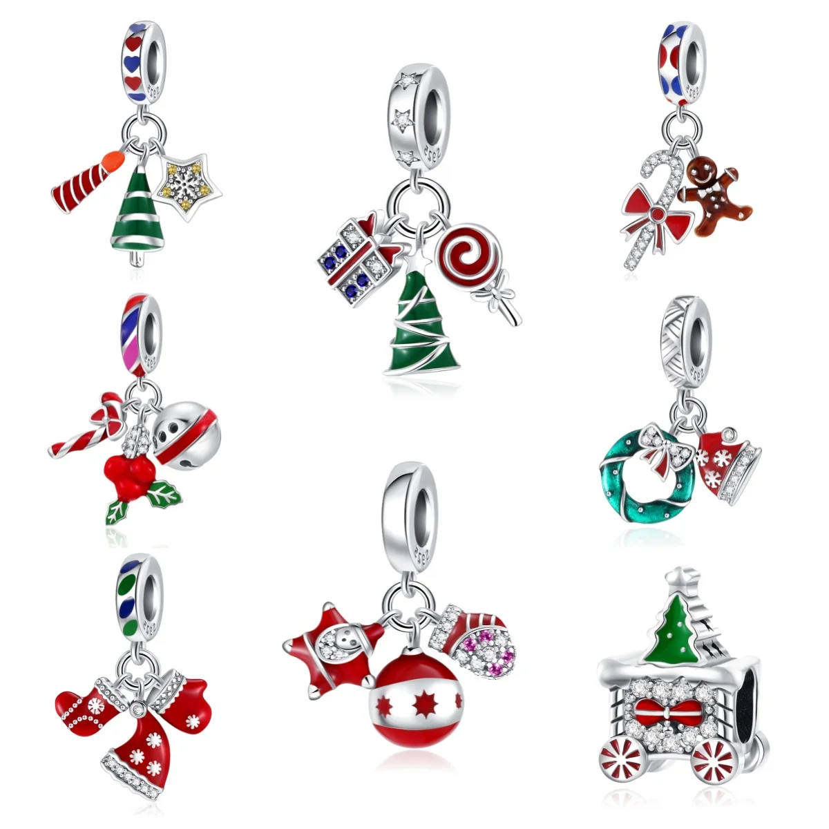 925 sterling silver snowman bead Christmas clock pendant Fit European women's bracelets DIY accessories Christmas gifts jewelry