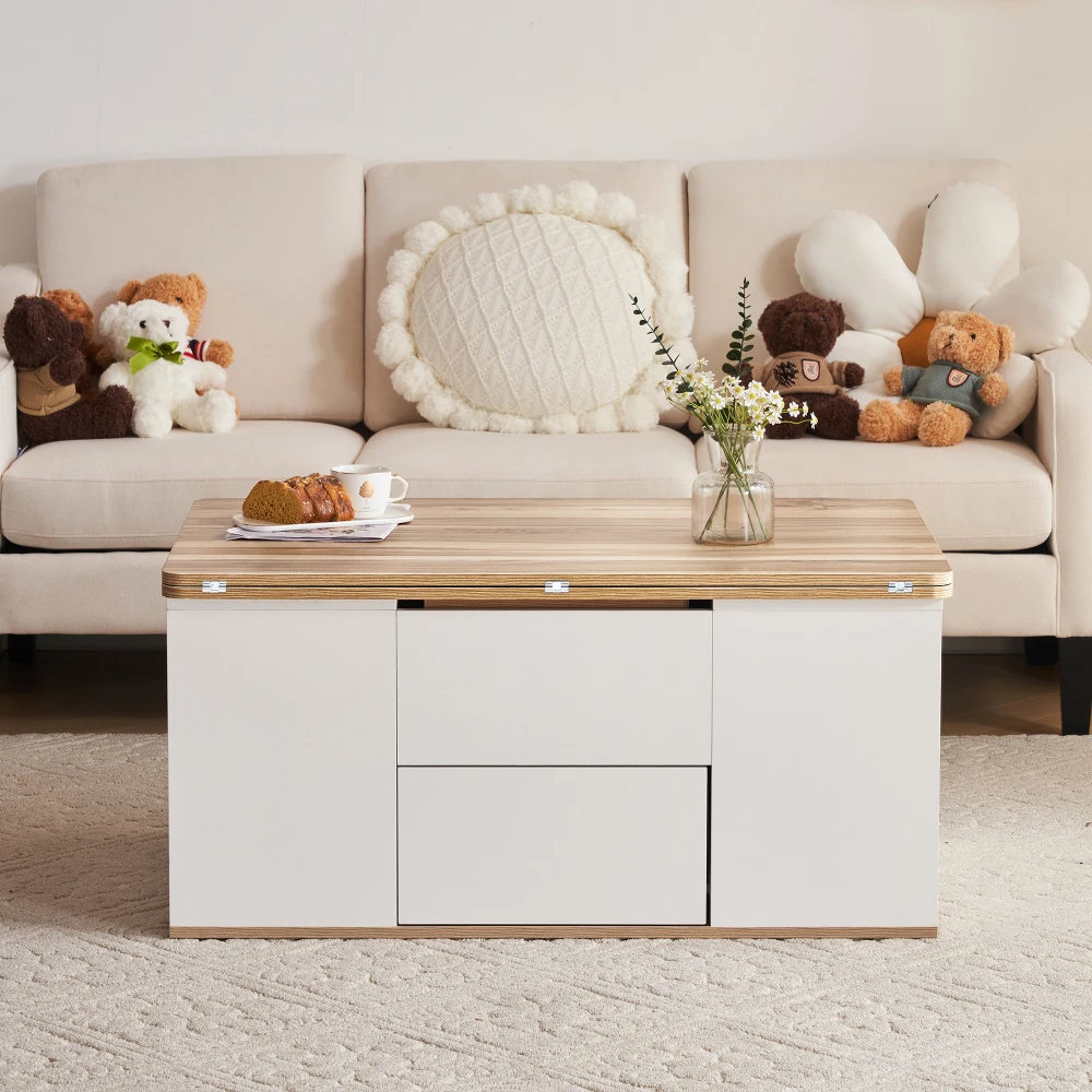 Moderner Couch-Couchtisch mit Dual-Lift-Mechanismus, versteckter Stauraum, Tragfähigkeit bis zu 50 kg, ideal für kleine Räume – Detail 34
