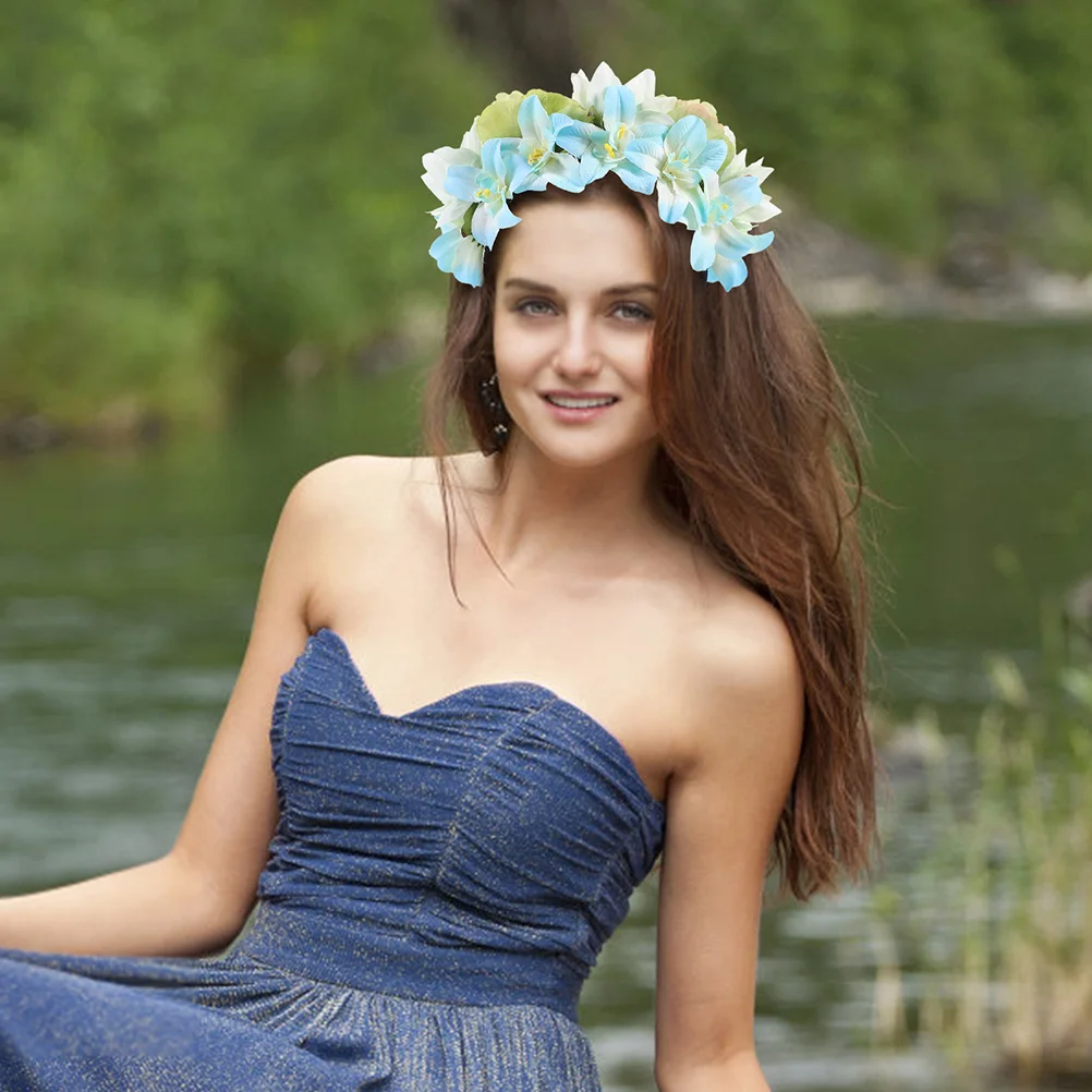 قطعتان من عصابات الرأس على شكل زهرة صناعية، عصابة رأس على شكل زهور، إكسسوارات للشعر على الطراز العتيق للنساء وحفلات الزفاف والمهرجانات #2