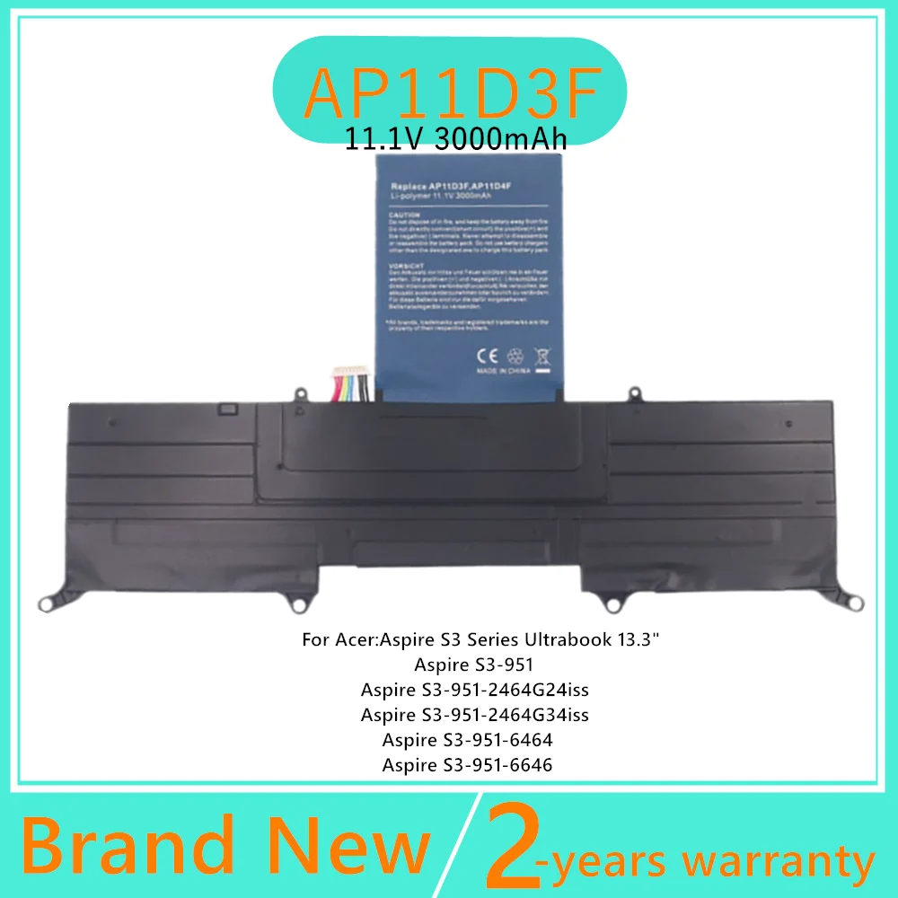 

New Laptop battery For Acer Aspire S3 Series Ultrabook 13.3" AP11D3F AP11D4F MS2346 S3-951 3ICP5/65/88 3ICP5/67/90