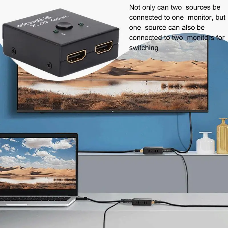 High Definition Multimedia Interface Splitter 2 Input 1 Output 1 Input 2 Output 4K30HZ Display Port Switcher Supports CEC 4K 3D