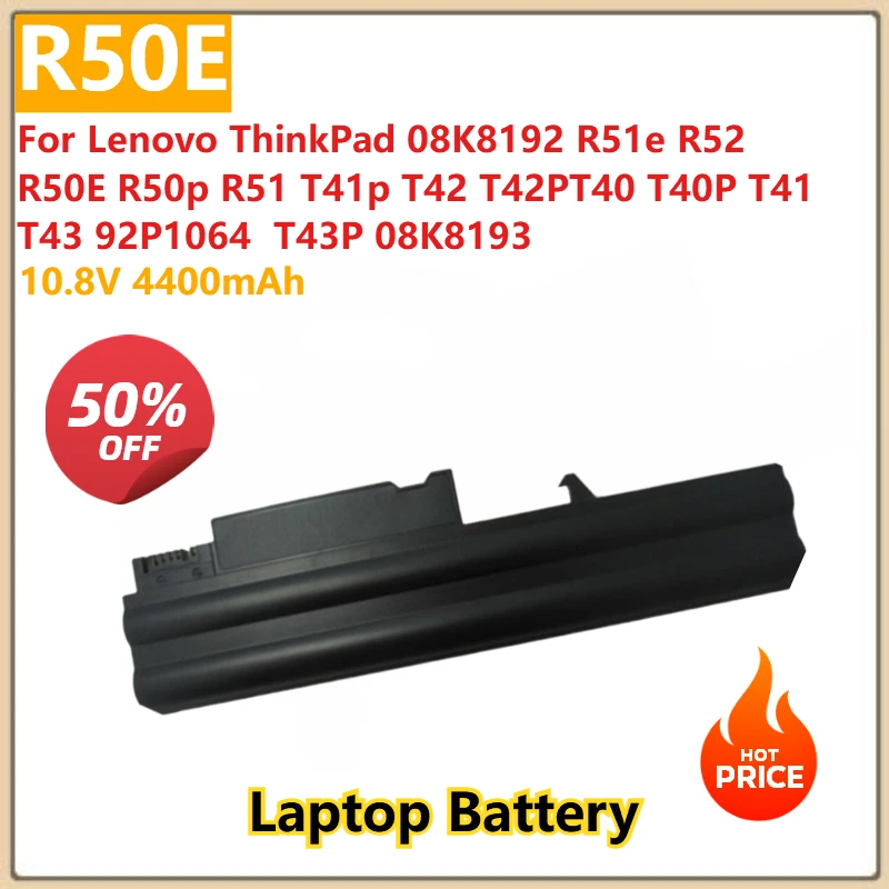 

Аккумулятор для ноутбука Lenovo ThinkPad 08K8192 R51e R52 R50E R50p R51 T41p T42PT40 T40P T41 T43 92P1064 T43P 08K8193 4400 мАч